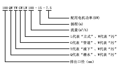 LW直立式無堵塞排污泵型號(hào)意義