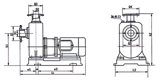 ZCQ型自吸式磁力泵安裝尺寸圖
